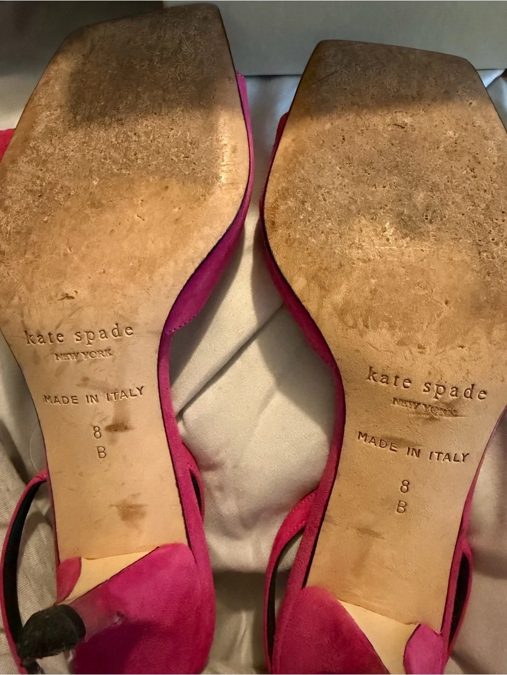 Kate Spade Bree Fuschia Suede Kitten Heel Sandals